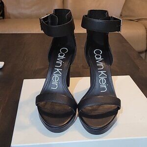 Calvin Klein Black Ankle Strap Heels